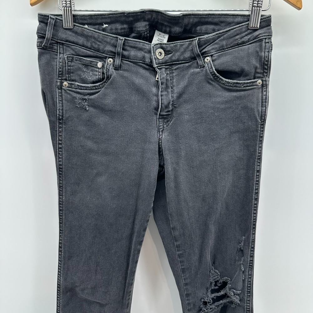 Jeans‎ Womens 31x32 Black Denim Stretch Distressed Super Skinny Low Waist